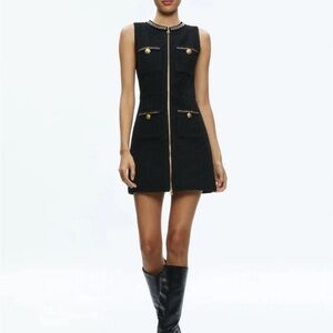 Alice + Olivia Lachlan Front Zip Tweed Mini Dress